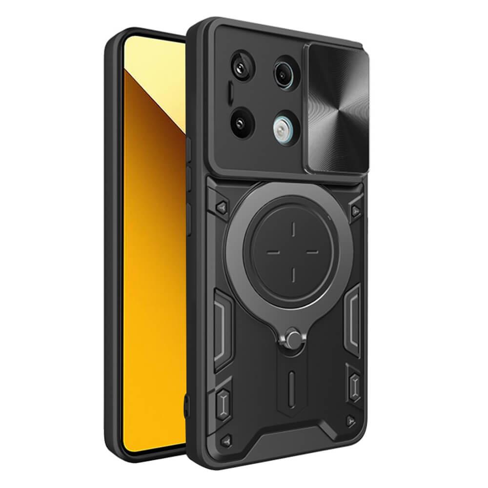 Хибриден удароустойчив кейс с вградена поставка за Xiaomi Redmi Note 13 5G - Techsuit CamGuard Pro Case (черен) | JAR Computers Хибриден удароустойчив кейс с вградена поставка за Xiaomi Redmi Note 13 5G - Techsuit CamGuard Pro Case (черен)
