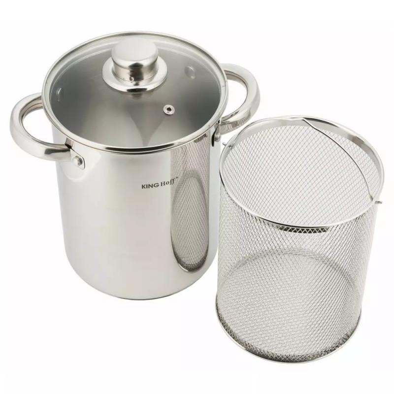 Тенджера за аспержи/паста Kinghoff KH 3325, 16 см, 4.2 литра, Кошница, Индукция, Инокс | JAR Computers Тенджера за аспержи/паста Kinghoff KH 3325, 16 см, 4.2 литра, Кошница, Индукция, Инокс