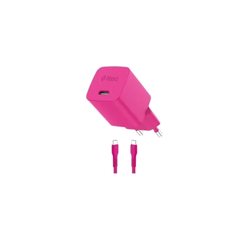 ttec SmartCharger GAN 45W PD Travel Fast Charger+ USB-C - USB-C 3A Cable Neon Pink (2SCG45CNP) (TTEC2SCG45CNP) | JAR Computers ttec SmartCharger GAN 45W PD Travel Fast Charger+ USB-C - USB-C 3A Cable Neon Pink (2SCG45CNP) (TTEC2SCG45CNP)