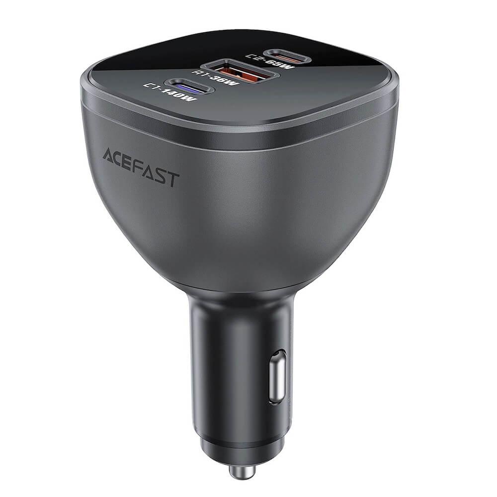 Acefast B14 Triple Quick Car Charger 165W - зарядно за кола с 2xUSB-C и USB-A изходи с технология за бързо зареждане (черен)