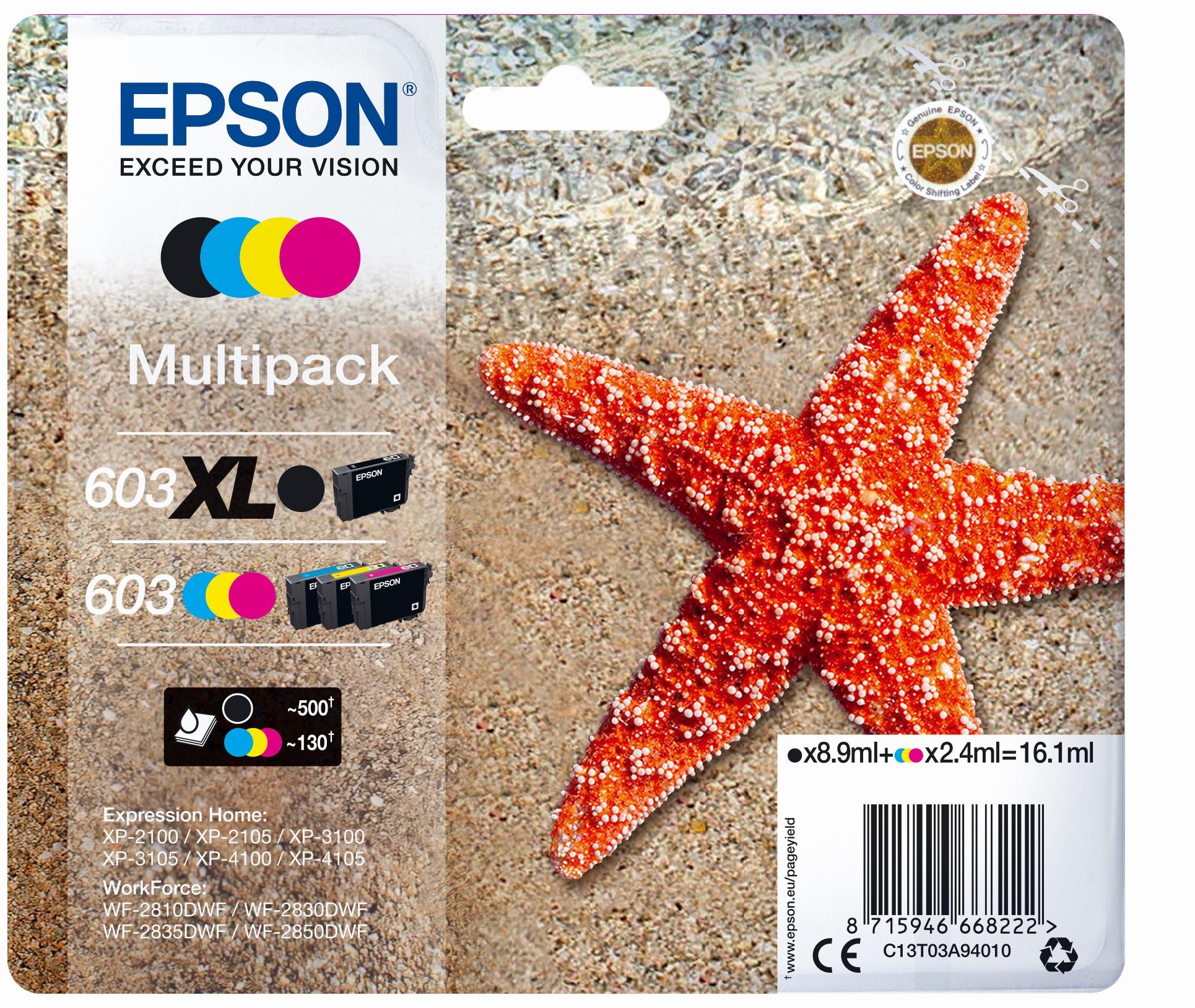 Epson Multipack 4-colours 603 XL Black/Std. CMY | JAR Computers Epson Multipack 4-colours 603 XL Black/Std. CMY