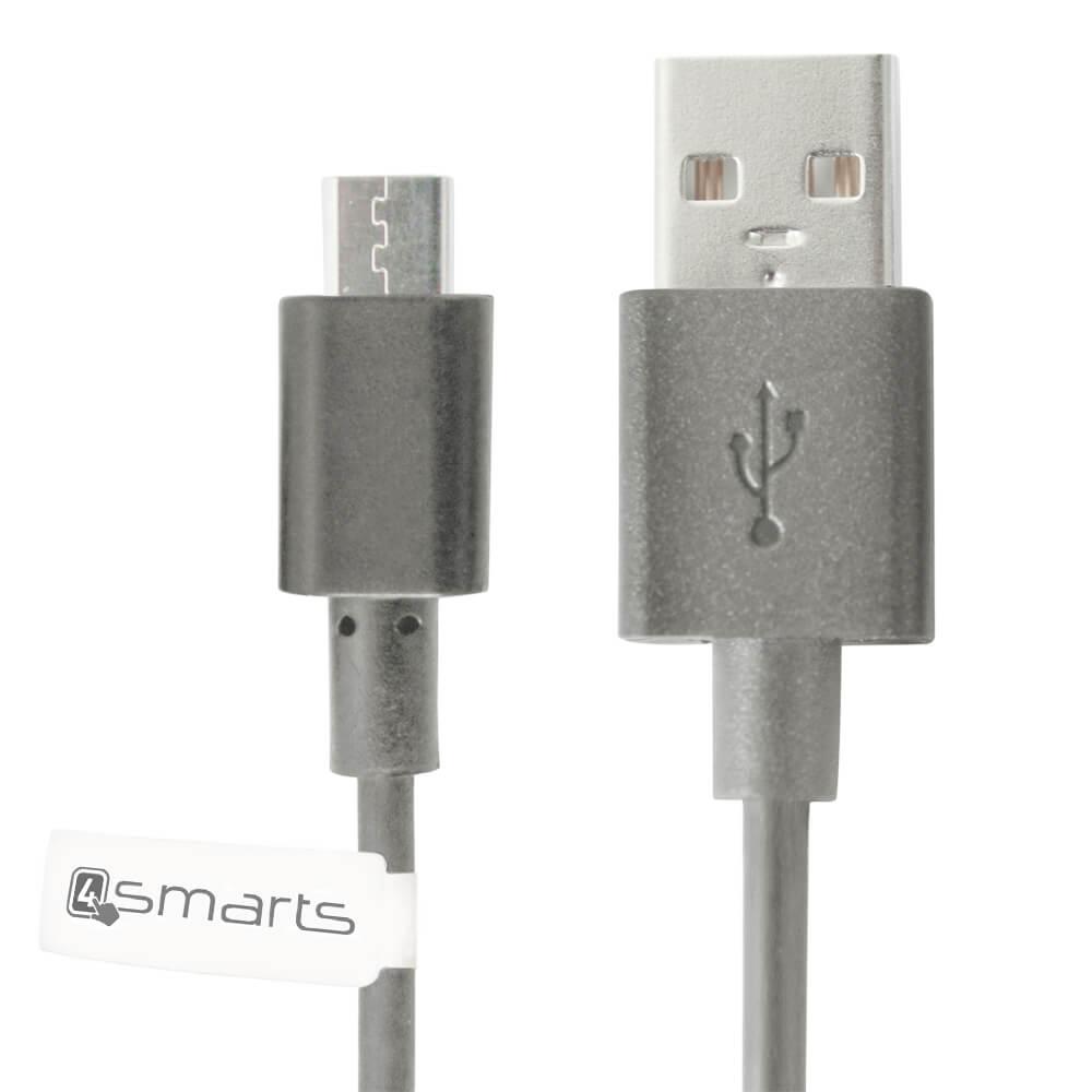 Качествен microUSB кабел за мобилни устройства и устройства с microUSB вход (сив) - 4smarts BasicCord Micro-USB Data Cable (bulk) | JAR Computers Качествен microUSB кабел за мобилни устройства и устройства с microUSB вход (сив) - 4smarts BasicCord Micro-USB Data Cable (bulk)