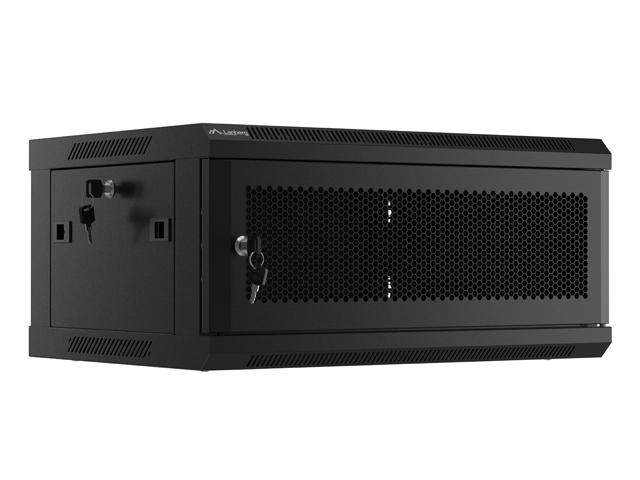 Lanberg rack cabinet 19" wall-mount 4U/600x450 with perforated door black (flat pack)
