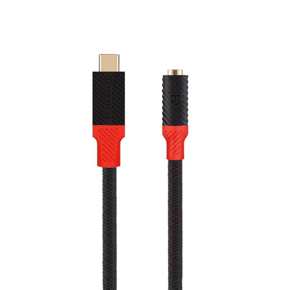 Tactical Pin4Fun USB-C Male to 3.5 mm Adapter - пасивен адаптер USB-C мъжко към 3.5 мм женско за устройства с USB-C порт (10 см) (черен-червен)