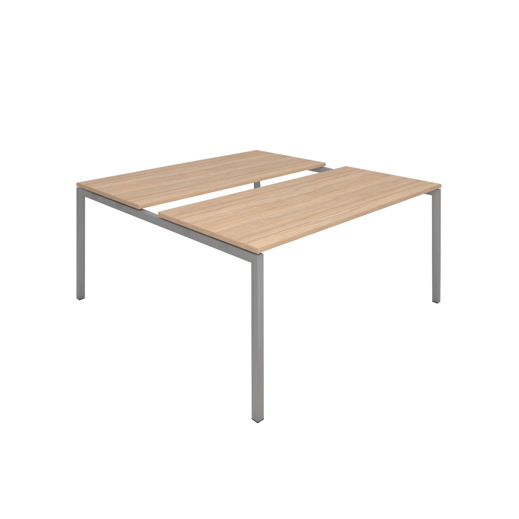 Заседателна маса Narbutas Nova, 1600 x 1640 x 740 mm, правоъгълен плот, ПДЧ 25 mm, меламин кехлибарен дъб, сив метал, крак тип U