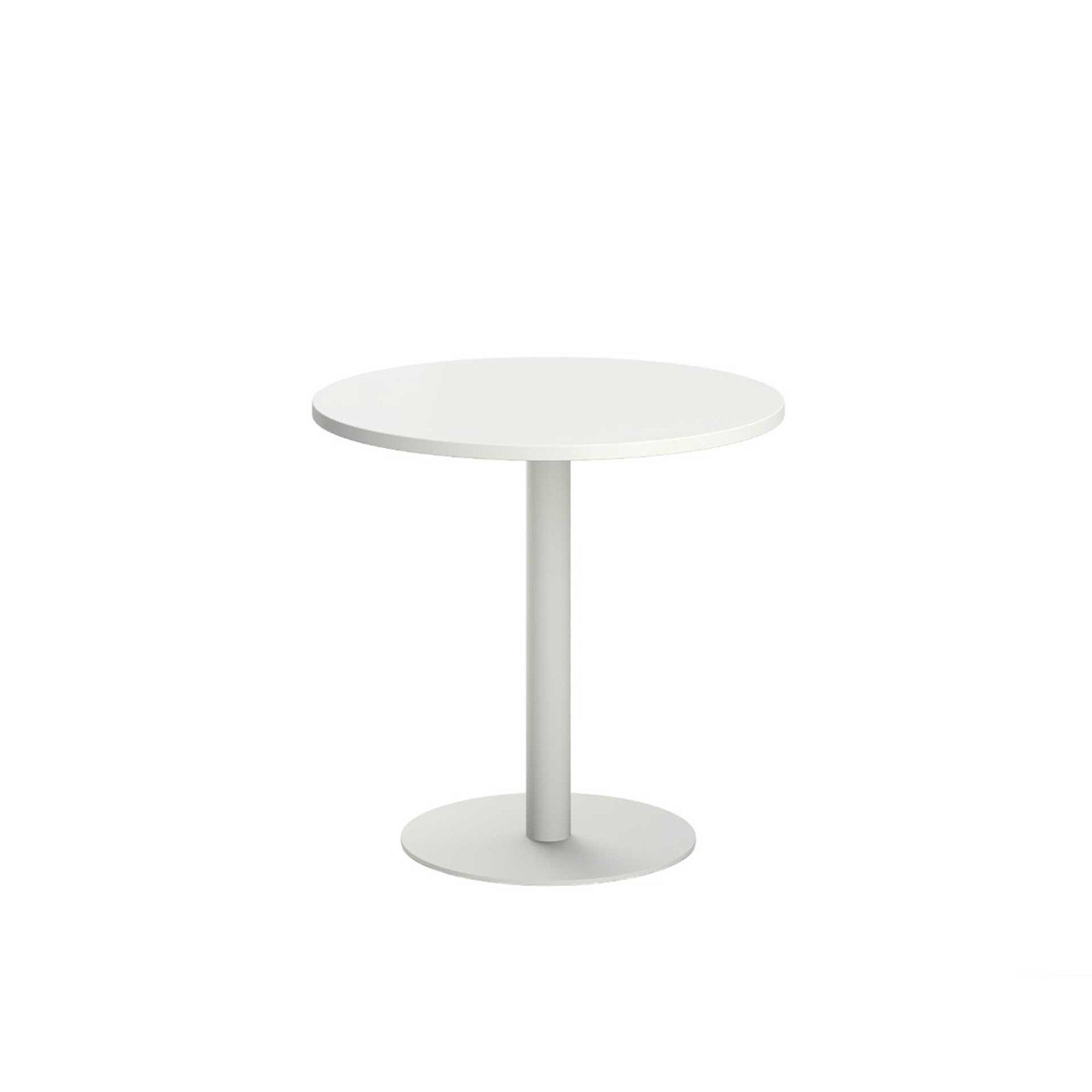 Заседателна маса RFG Barry, 800 х 800 х 750 mm, кръгъл плот, ПДЧ 25 mm, метална основа, бяла