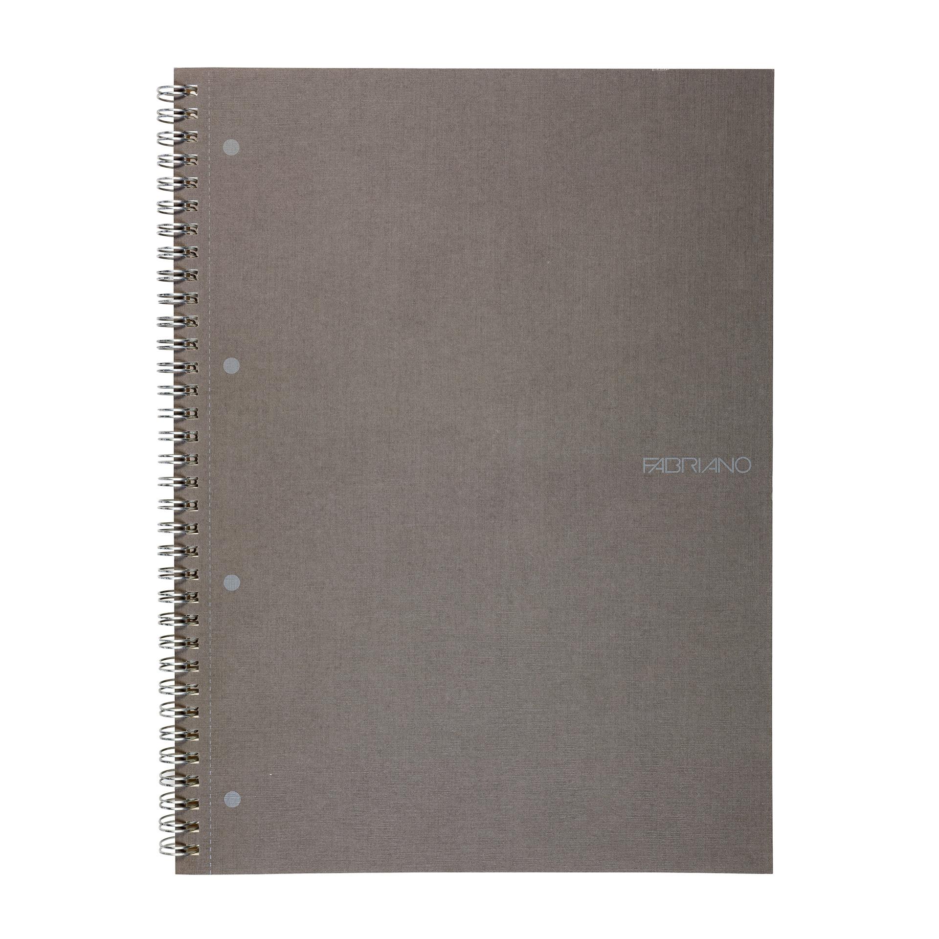 Fabriano Тетрадка, A4, широки редове, офсетова хартия, метална спирала, мека корица, 70 листа, сива