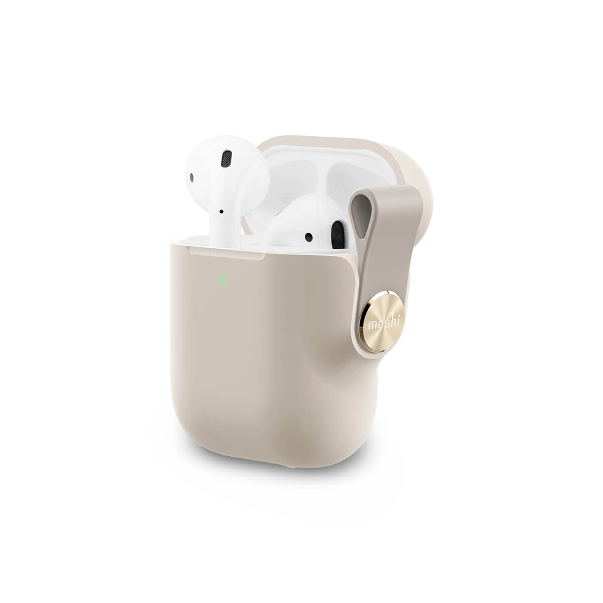 Moshi Pebbo Detachable Wrist Strap Case - силиконов кейс с каишка за Apple Airpods и Apple Airpods 2 (бежов)