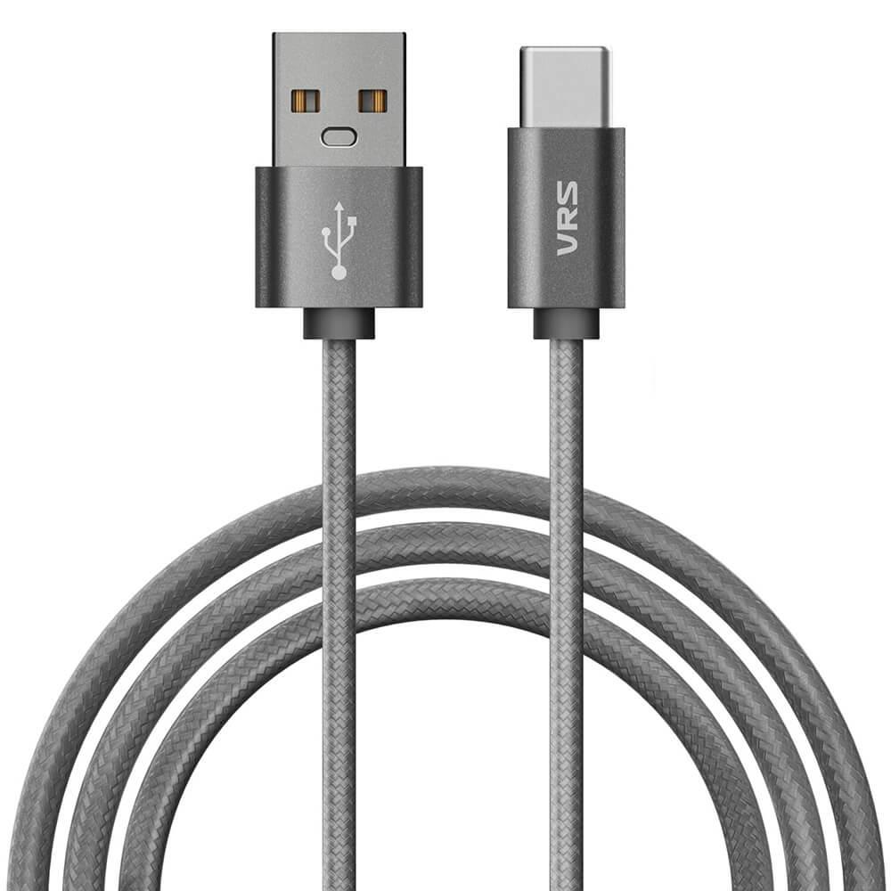 Плетен USB-C кабел за мобилни устройства с USB-C стандарт - Verus Type-C Cable 3.0 (тъмносив) | JAR Computers Плетен USB-C кабел за мобилни устройства с USB-C стандарт - Verus Type-C Cable 3.0 (тъмносив)