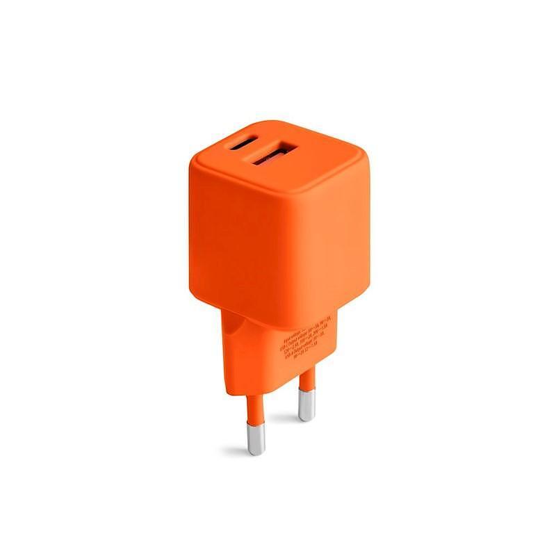 Зарядно USB-A + USB-C PD 30W COLORUM  оранжев