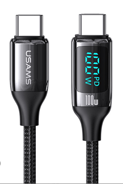 Кабел за бързо зареждане и данни USAMS SJ558 U78 Type-C To Type-C 100W PD, 480Mbps, 2м, черен | JAR Computers Кабел за бързо зареждане и данни USAMS SJ558 U78 Type-C To Type-C 100W PD, 480Mbps, 2м, черен