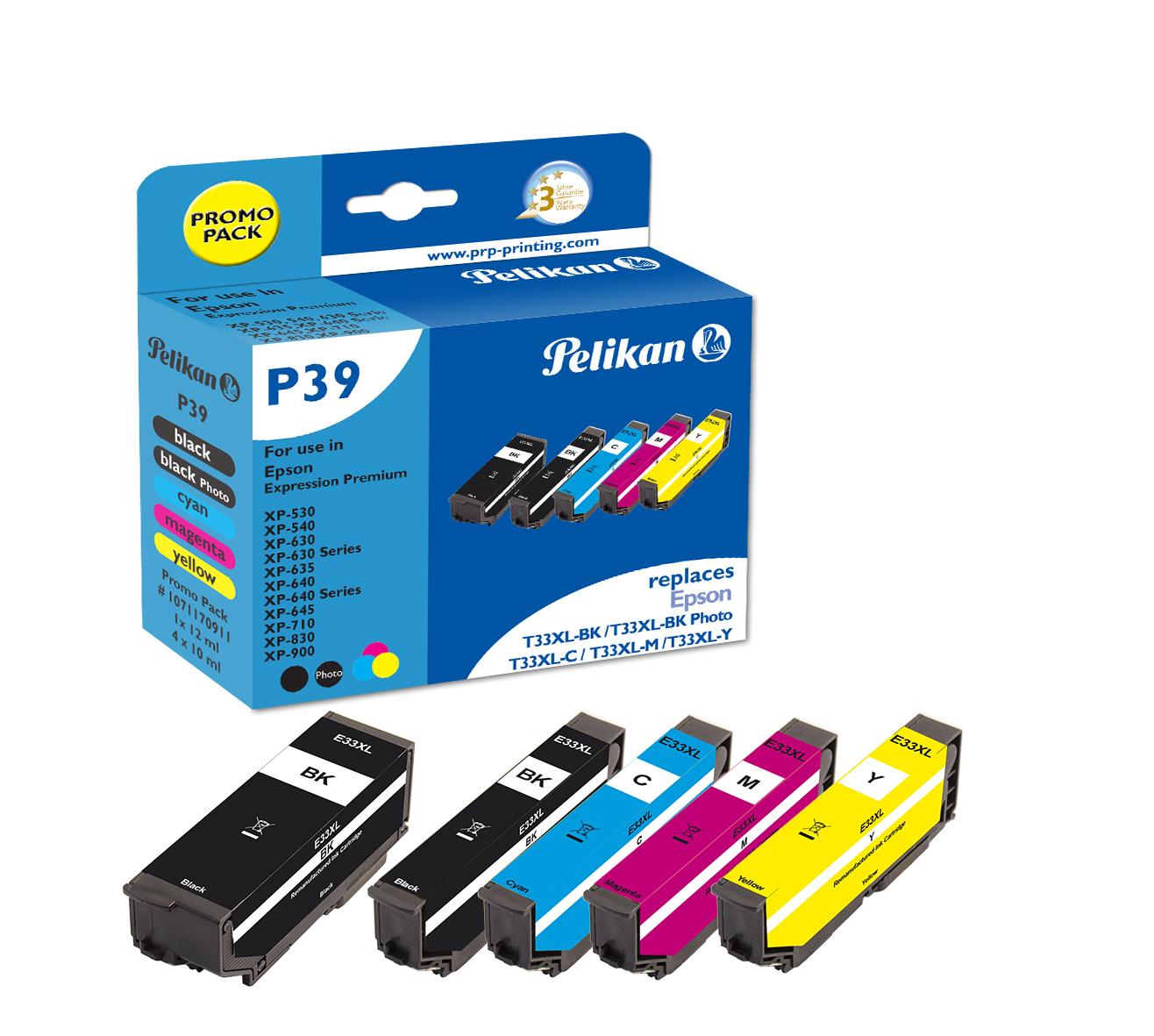Pelikan P39 глава и патрон за мастиленоструен принтер 5 броя Съвместим Висок (XL) добив Черен, Синьо-зелен, Пурпурен, Фото черно, Жълт | JAR Computers Pelikan P39 глава и патрон за мастиленоструен принтер 5 броя Съвместим Висок (XL) добив Черен, Синьо-зелен, Пурпурен, Фото черно, Жълт