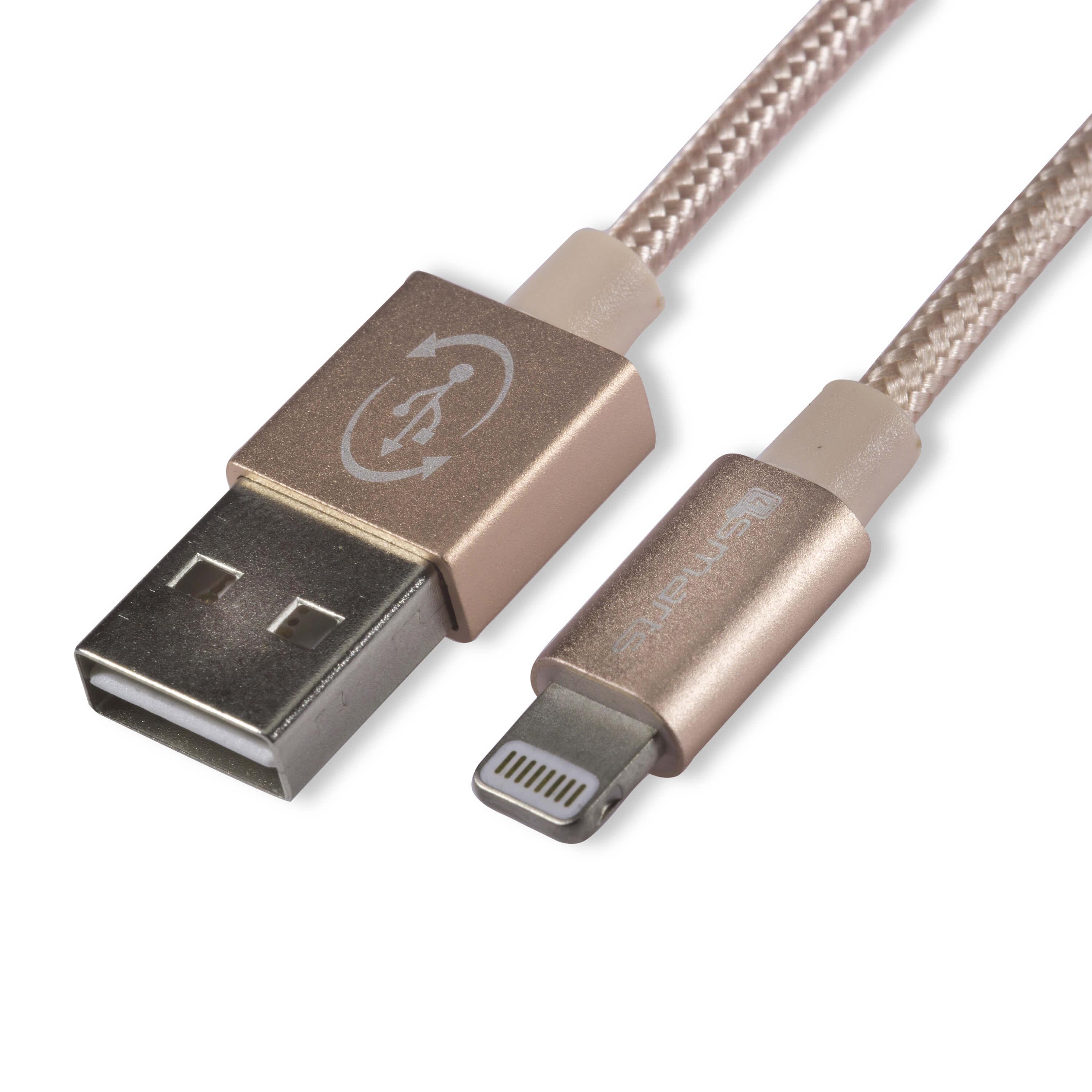 Сертифициран lightning кабел (100 см.) за iPhone, iPad и iPod с Lightning вход - 4smarts MFI RapidCord FlipPlug Lightning Data Cable 1m. (златист) | JAR Computers Сертифициран lightning кабел (100 см.) за iPhone, iPad и iPod с Lightning вход - 4smarts MFI RapidCord FlipPlug Lightning Data Cable 1m. (златист)
