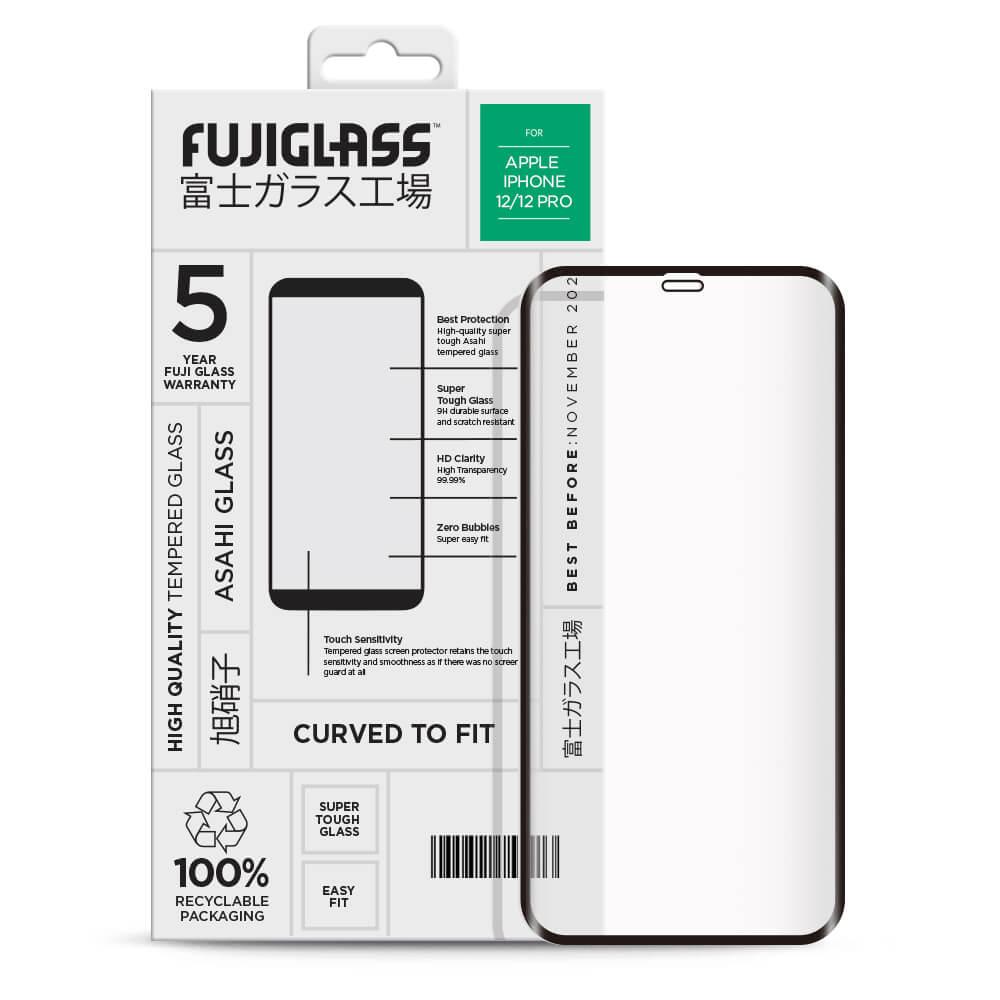 Калено стъклено защитно покритие за дисплея на iPhone 12 Pro Max - Fuji Curved-to-fit Screen Protector (черен-прозрачен) | JAR Computers Калено стъклено защитно покритие за дисплея на iPhone 12 Pro Max - Fuji Curved-to-fit Screen Protector (черен-прозрачен)