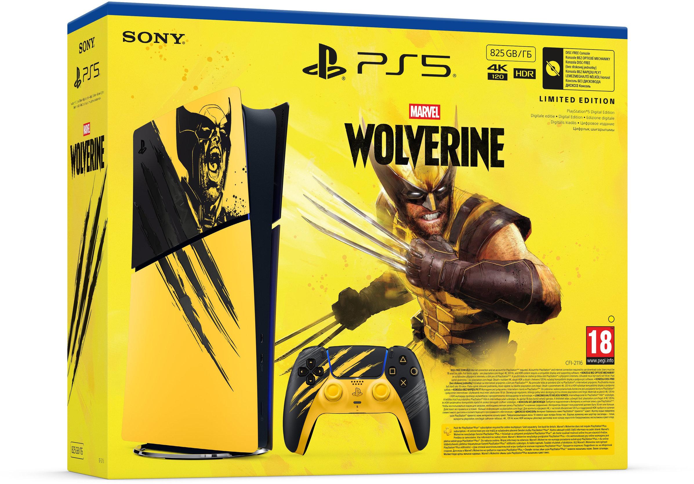 Конзола PlayStation 5 (Slim) - Digital Edition - Marvel’s Wolverine Battle Yellow Limited Edition Bundle
