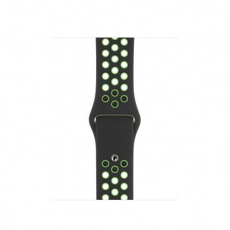 Оригинална силиконова каишка за Apple Watch 38мм, 40мм, 41мм, 42мм (2024) (черен-зелен) - Apple Watch Nike Sport Band | JAR Computers Оригинална силиконова каишка за Apple Watch 38мм, 40мм, 41мм, 42мм (2024) (черен-зелен) - Apple Watch Nike Sport Band