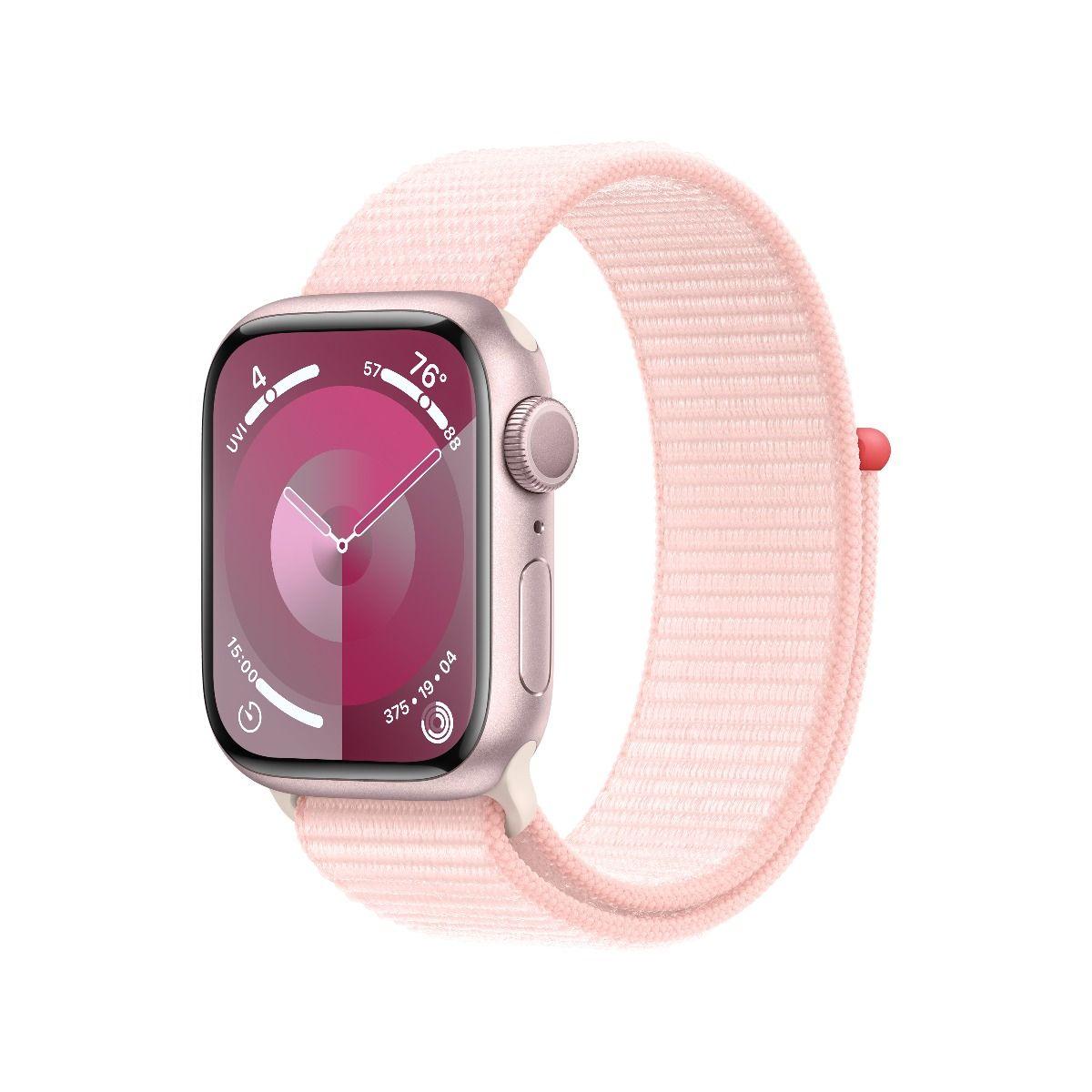 Умен часовник от Apple - Apple Watch Series 9 Cellular, 45mm Pink Aluminium Case with Light Pink Sport Loop | JAR Computers Умен часовник от Apple - Apple Watch Series 9 Cellular, 45mm Pink Aluminium Case with Light Pink Sport Loop
