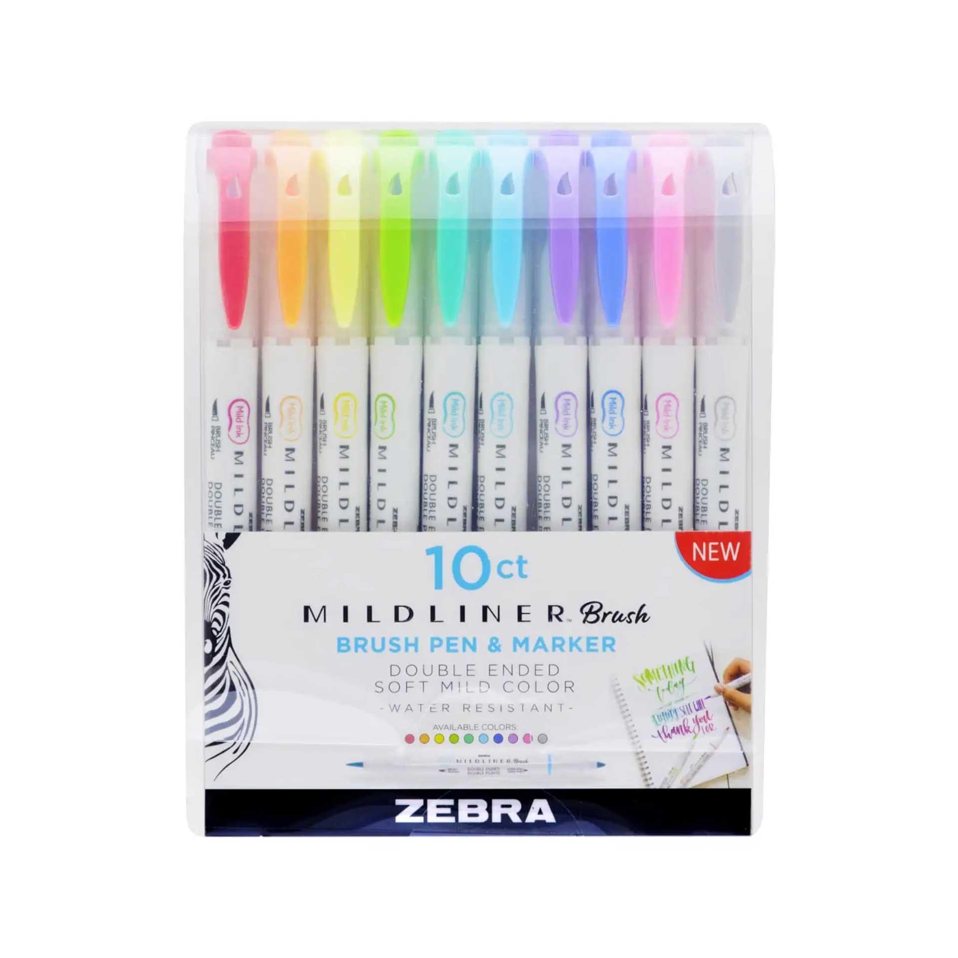 Zebra Маркер-четка Midliner Brush&Marker Fluorescent, 10 цвята