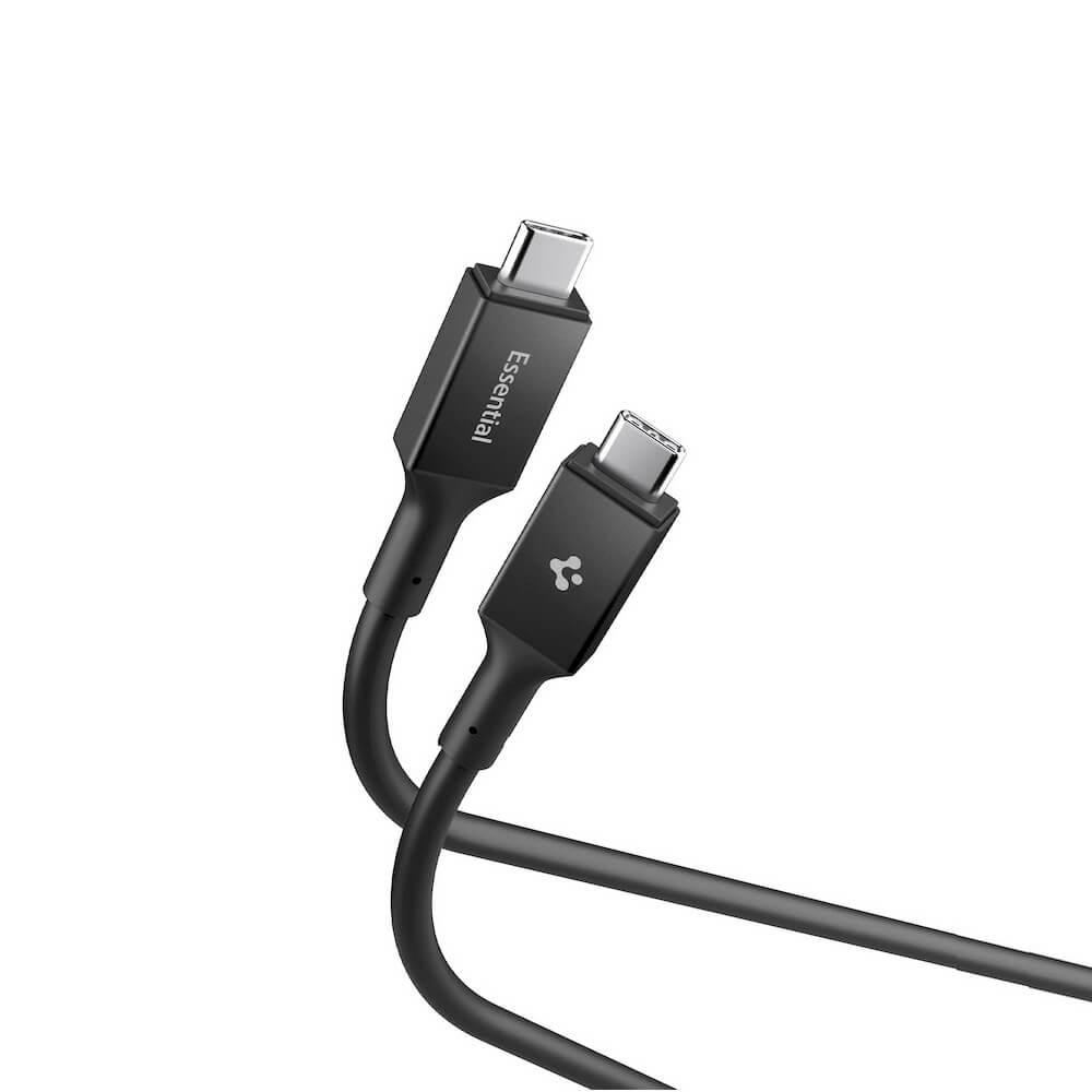 Кабел с бързо зареждане за устройства с USB-C порт - Spigen Essential USB-C to USB-C Cable 100W (черен) (100 см) | JAR Computers Кабел с бързо зареждане за устройства с USB-C порт - Spigen Essential USB-C to USB-C Cable 100W (черен) (100 см)