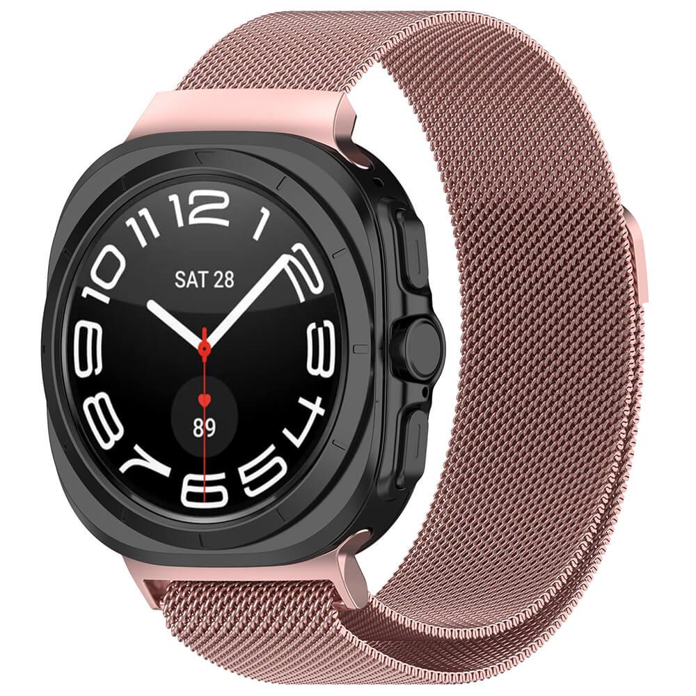 Стоманена, неръждаема каишка за Samsung Galaxy Watch Ultra 47мм - Techsuit Milanese Magnetic Stainless Steel Band W009 (розов) | JAR Computers Стоманена, неръждаема каишка за Samsung Galaxy Watch Ultra 47мм - Techsuit Milanese Magnetic Stainless Steel Band W009 (розов)