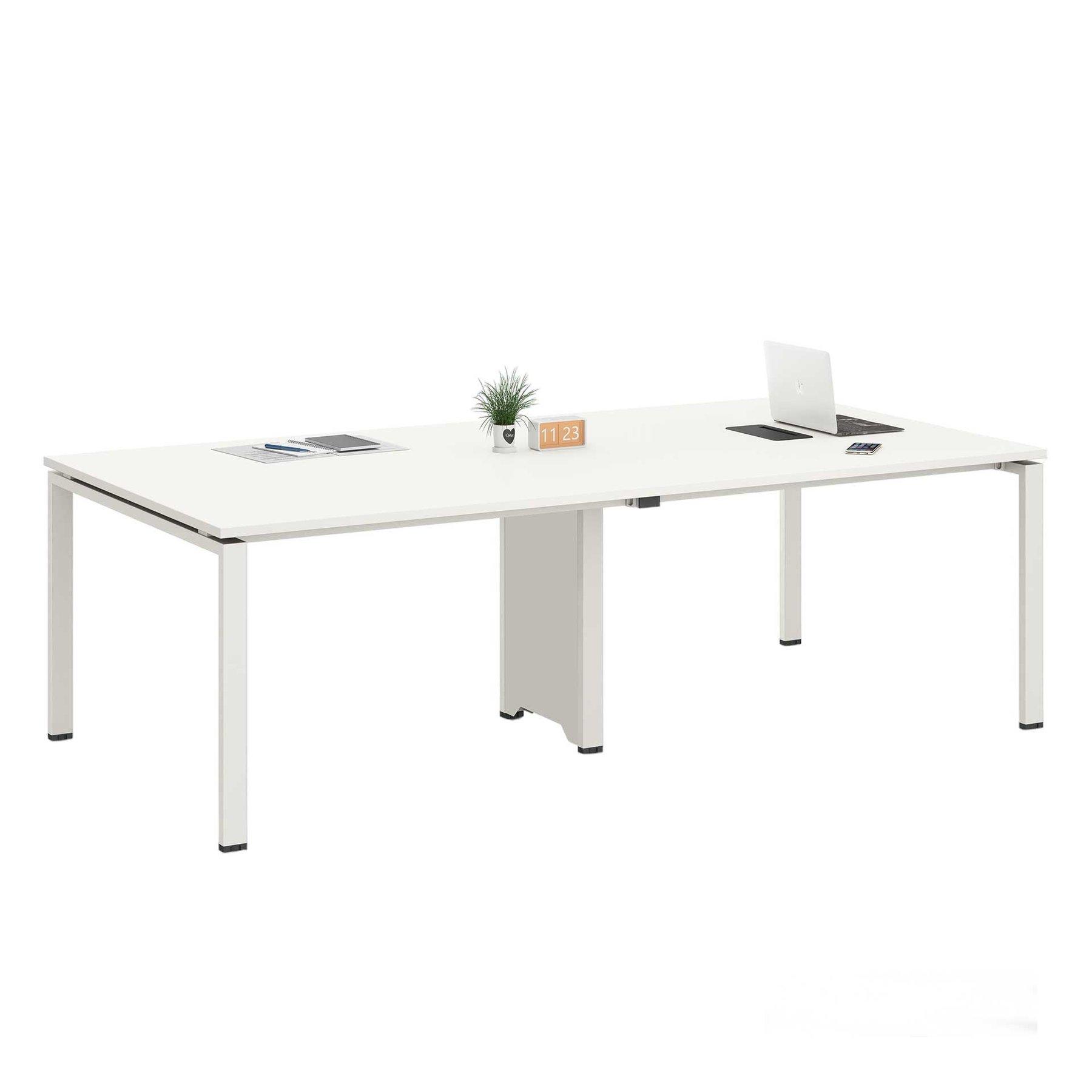 Заседателна маса RFG Monaco, 2400 х 1200 х 750 mm, правоъгълен плот, ПДЧ 25 mm, метална основа, бяла