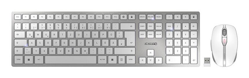 CHERRY DW 9100 SLIM клавиатура Включена мишка Универсален RF Wireless + Bluetooth QWERTZ Немски Сребърен