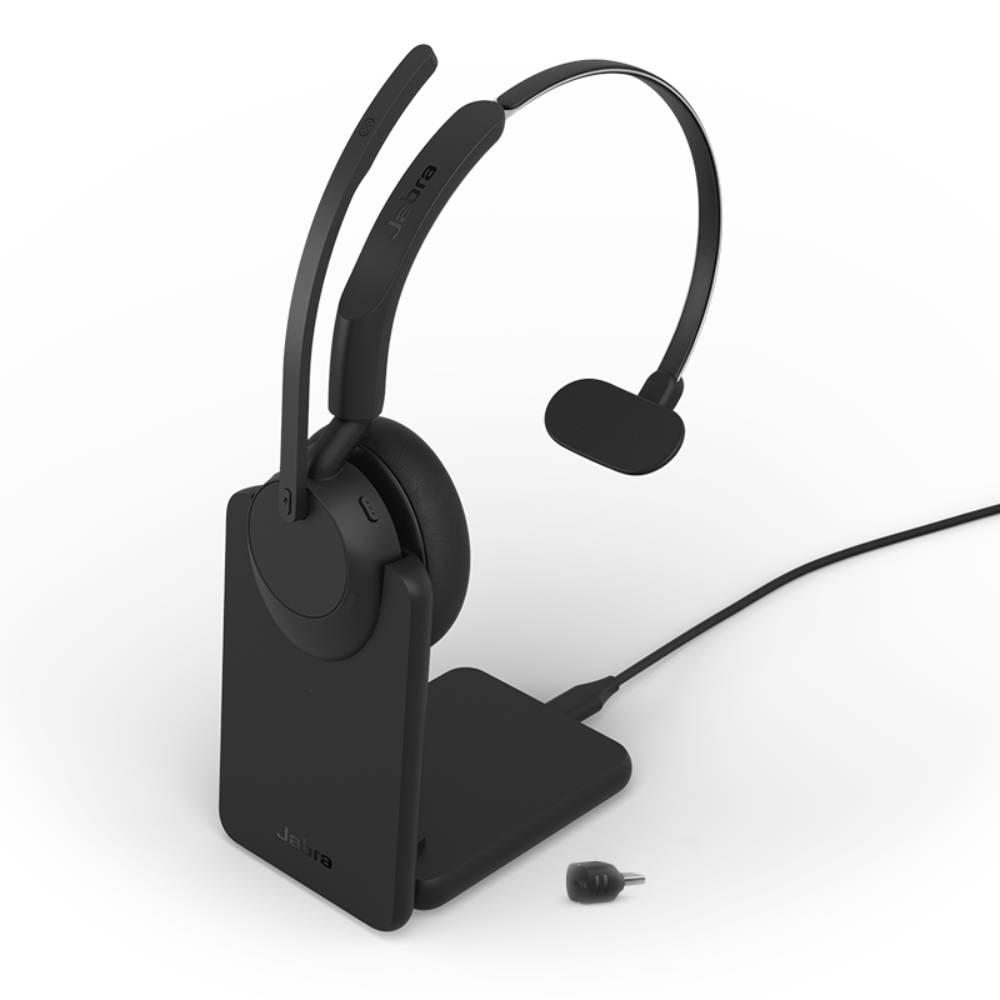 Jabra Evolve3 45 Mono безжична моно слушалка със стойка, ANC, LINK 390c, MS, черна | JAR Computers Jabra Evolve3 45 Mono безжична моно слушалка със стойка, ANC, LINK 390c, MS, черна