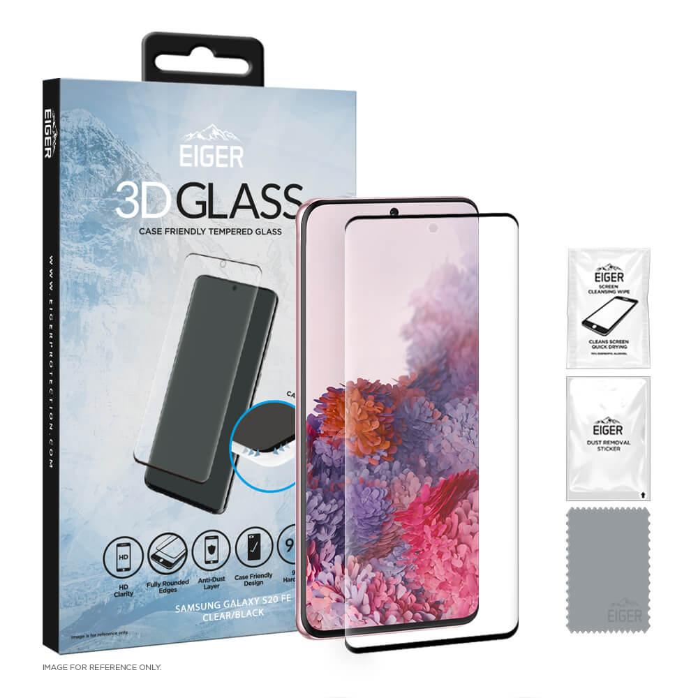 Калено стъклено защитно покритие с извити ръбове за целия дисплея на Samsung Galaxy S20 FE - Eiger 3D Glass Edge to Edge Full Screen Tempered Glass (черен-прозрачен) | JAR Computers Калено стъклено защитно покритие с извити ръбове за целия дисплея на Samsung Galaxy S20 FE - Eiger 3D Glass Edge to Edge Full Screen Tempered Glass (черен-прозрачен)