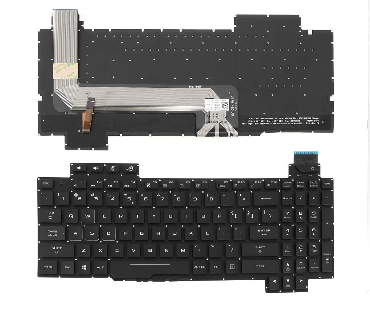 Клавиатура за лаптоп Asus ROG Strix GL503GE GL703GM Черна Без Рамка с Малък Ентър, с Подсветка  / Black Without Frame US With RGB Backlit  - Оригинална | JAR Computers Клавиатура за лаптоп Asus ROG Strix GL503GE GL703GM Черна Без Рамка с Малък Ентър, с Подсветка  / Black Without Frame US With RGB Backlit  - Оригинална