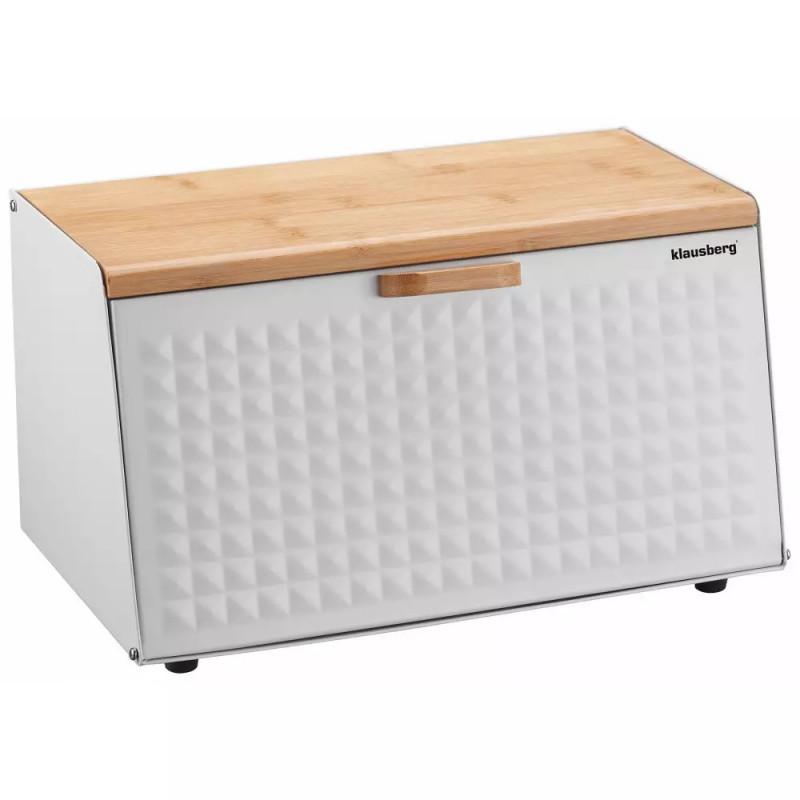 Кутия за хляб Klausberg KB 7468, 35.5 см, Стомана, Бамбук, Горен и преден капак, Бял | JAR Computers Кутия за хляб Klausberg KB 7468, 35.5 см, Стомана, Бамбук, Горен и преден капак, Бял
