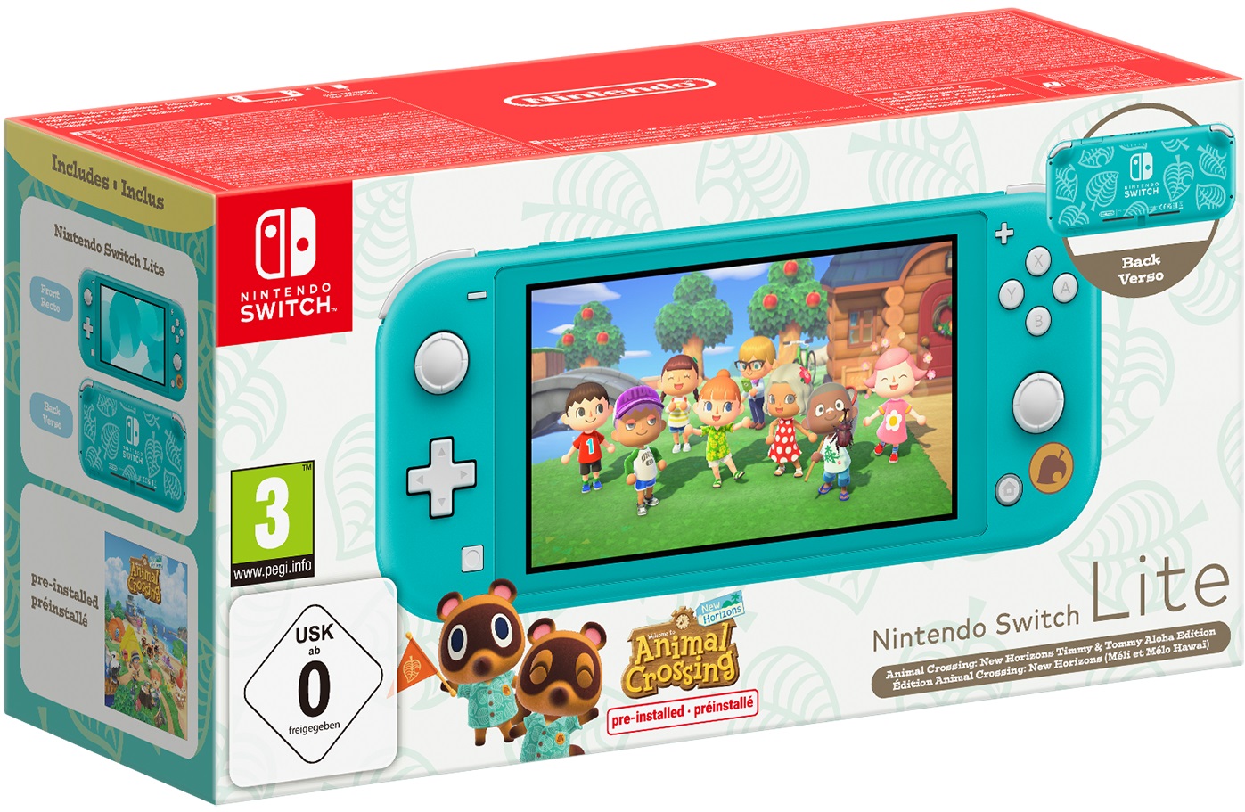 Nintendo Switch Lite - Turquoise, Animal Crossing: New Horizons Bundle - Timmy & Tommy Aloha Edition