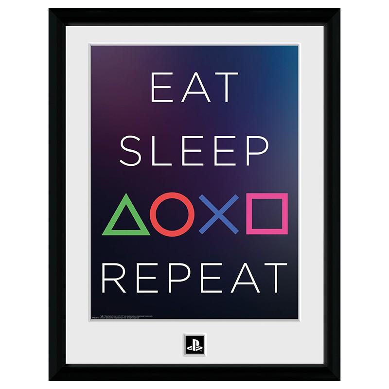 GBEYE PLAYSTATION - Framed print &quot;Eat Sleep Repeat&quot; (30x40)