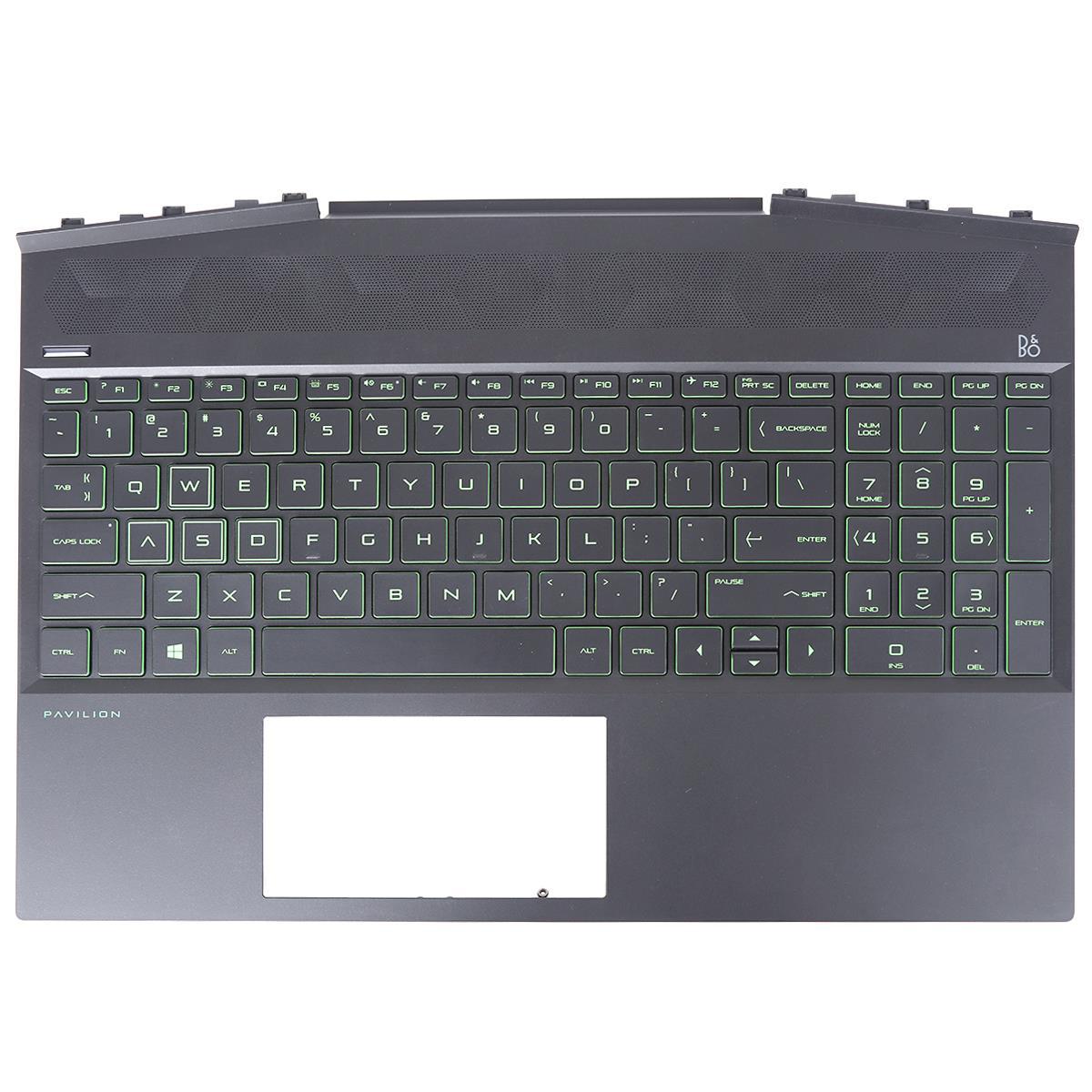 Горен Корпус + Клавиатура за HP Pavilion 15-DK 15T-DK TPN-C141 - Черен със Зелено Лого | JAR Computers Горен Корпус + Клавиатура за HP Pavilion 15-DK 15T-DK TPN-C141 - Черен със Зелено Лого