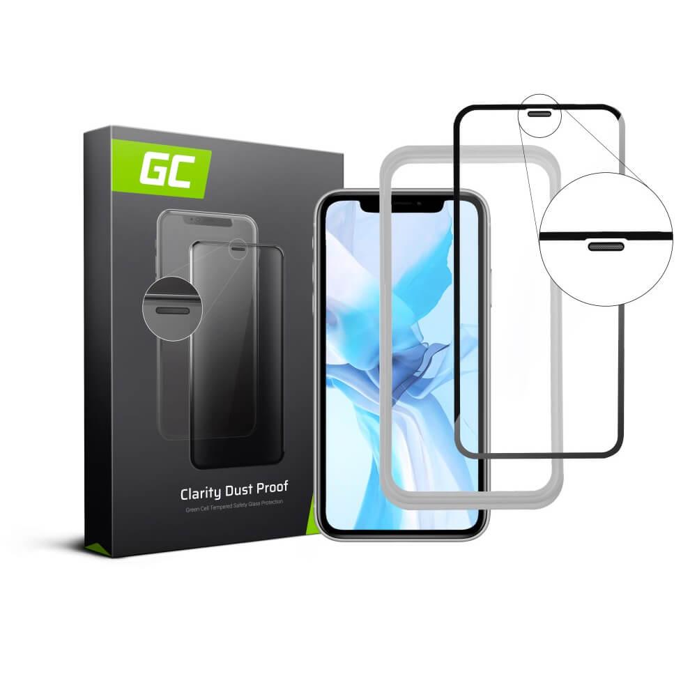 Калено стъклено защитно покритие за целия дисплей на iPhone 11 Pro - Green Cell Clarity Dust Proof 3D Full Cover Glass (прозрачен-черен) | JAR Computers Калено стъклено защитно покритие за целия дисплей на iPhone 11 Pro - Green Cell Clarity Dust Proof 3D Full Cover Glass (прозрачен-черен)
