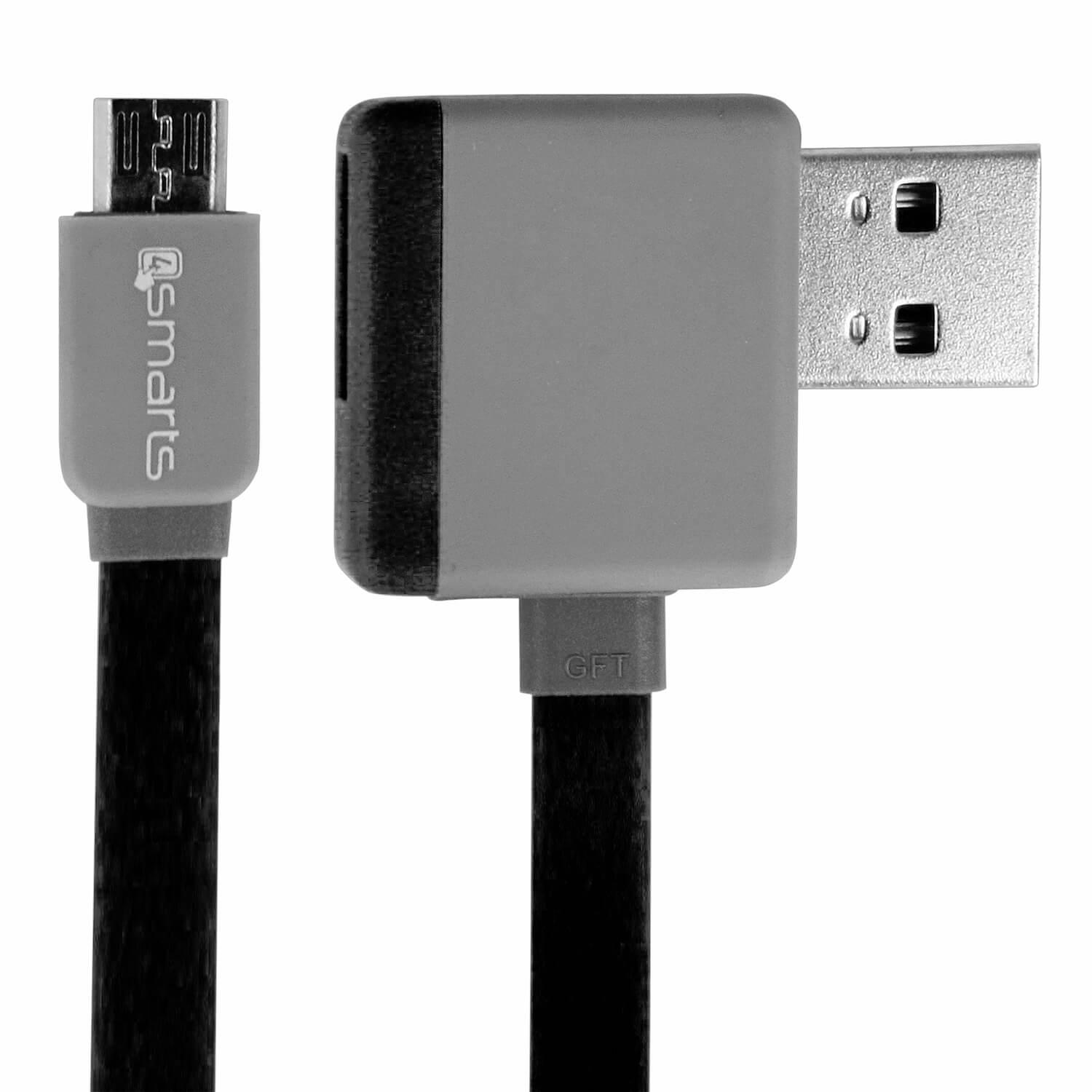 Компактен microUSB кабел с USB изход за мобилни устройства с microUSB вход - 4smarts StackWire Micro-USB Data Cable 1m (черен-сив) | JAR Computers Компактен microUSB кабел с USB изход за мобилни устройства с microUSB вход - 4smarts StackWire Micro-USB Data Cable 1m (черен-сив)