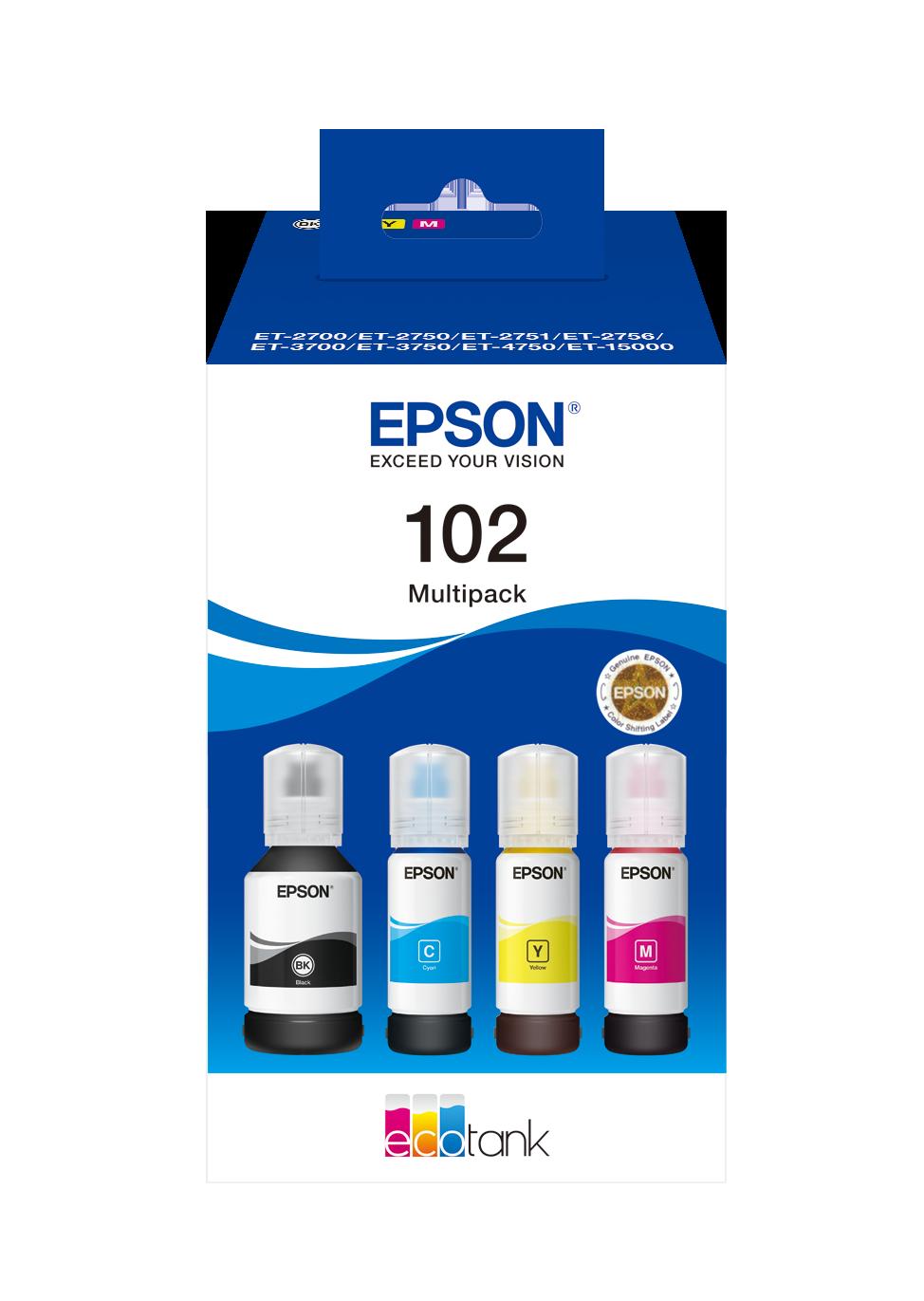 Комплект 4 бутилки мастило за Epson EcoTank ET-3700/ET-2950/ET-3800/ET-3900/ET-3950/ET-4900 Series - Ink - /102/ / C13T03R640 - BK/C/M/Y - PN C13T03R640 | JAR Computers Комплект 4 бутилки мастило за Epson EcoTank ET-3700/ET-2950/ET-3800/ET-3900/ET-3950/ET-4900 Series - Ink - /102/ / C13T03R640 - BK/C/M/Y - PN C13T03R640