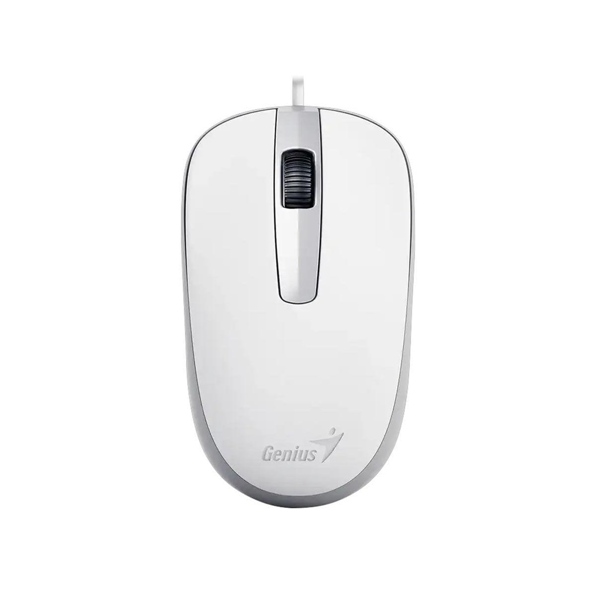 Мишка Genius DX-120, с кабел, USB Type-A, 3 бутона, бяла