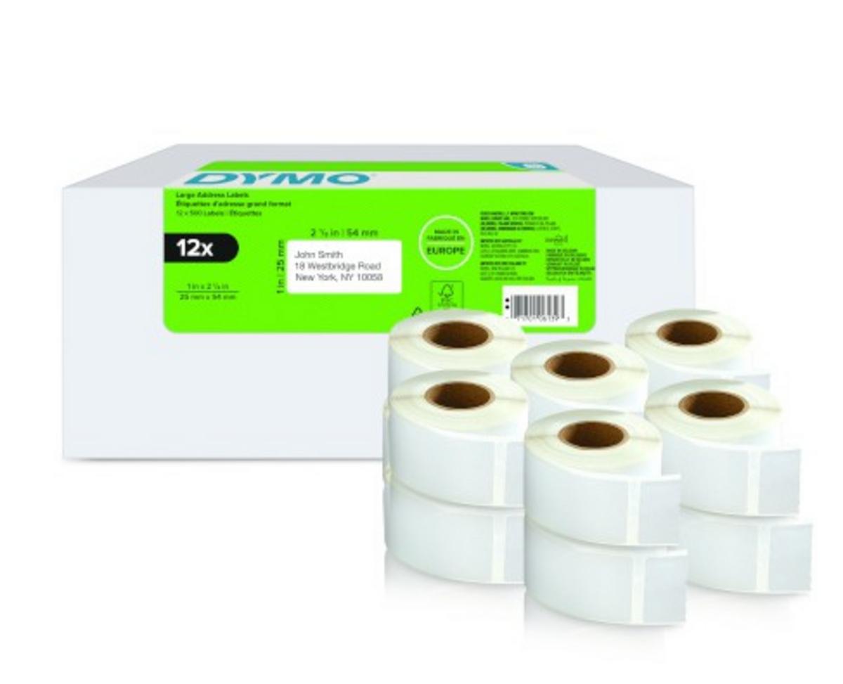 Ролки с етикети за адреси за етикетни принтери Dymo Label LabelWriter 500 / 2177563 - White - 12-Pack - PN 2177563 | JAR Computers Ролки с етикети за адреси за етикетни принтери Dymo Label LabelWriter 500 / 2177563 - White - 12-Pack - PN 2177563