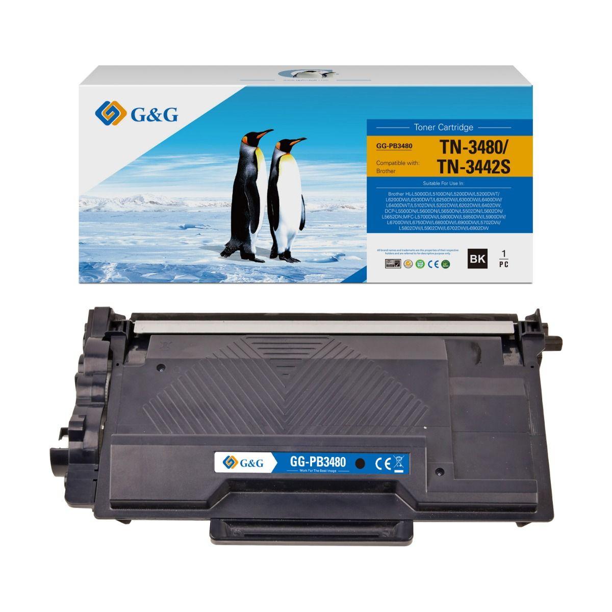 Тонер касета G&G Black TN3480, съвм. с Brother HL L5000/6400/DCP L5500/6600/MFC L5700/6900, 8000 к. | JAR Computers Тонер касета G&G Black TN3480, съвм. с Brother HL L5000/6400/DCP L5500/6600/MFC L5700/6900, 8000 к.
