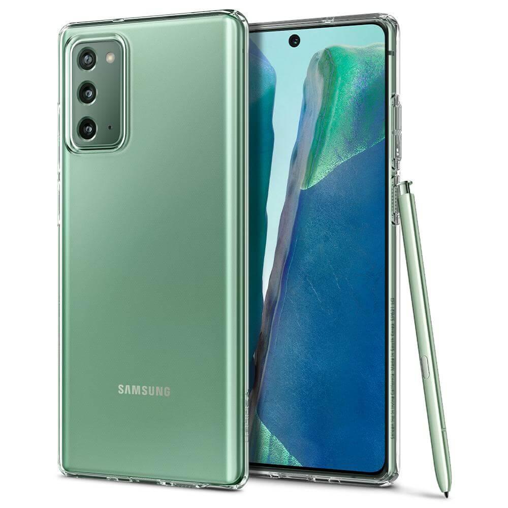 Тънък качествен силиконов (TPU) калъф за Samsung Galaxy Note 20 (прозрачен) - Spigen Liquid Crystal Case | JAR Computers Тънък качествен силиконов (TPU) калъф за Samsung Galaxy Note 20 (прозрачен) - Spigen Liquid Crystal Case