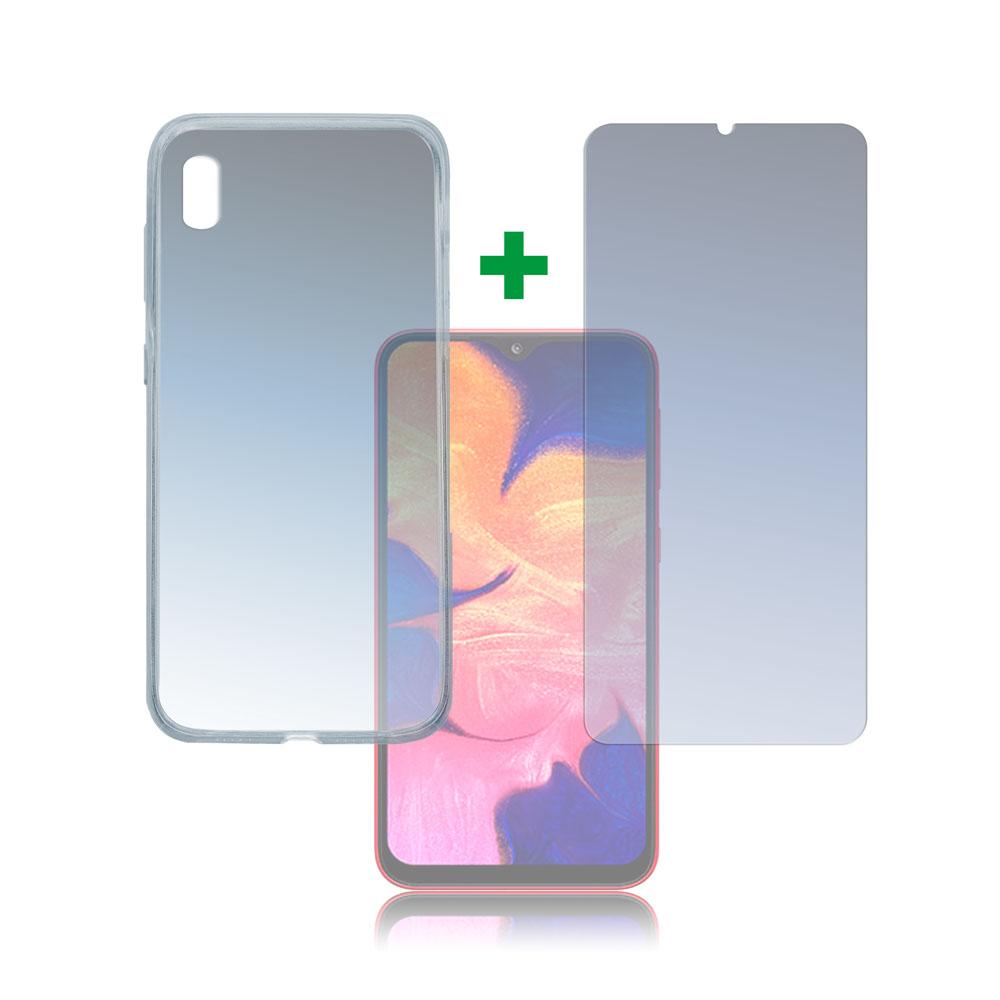 Тънък силиконов кейс и стъклено защитно покритие за дисплея на Samsung Galaxy A10 - 4smarts 360° Protection Set (прозрачен) | JAR Computers Тънък силиконов кейс и стъклено защитно покритие за дисплея на Samsung Galaxy A10 - 4smarts 360° Protection Set (прозрачен)