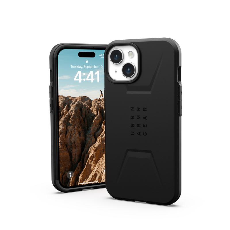 Удароустойчив хибриден кейс с MagSafe за iPhone 15 - Urban Armor Gear Civilian MagSafe Case (черен) | JAR Computers Удароустойчив хибриден кейс с MagSafe за iPhone 15 - Urban Armor Gear Civilian MagSafe Case (черен)