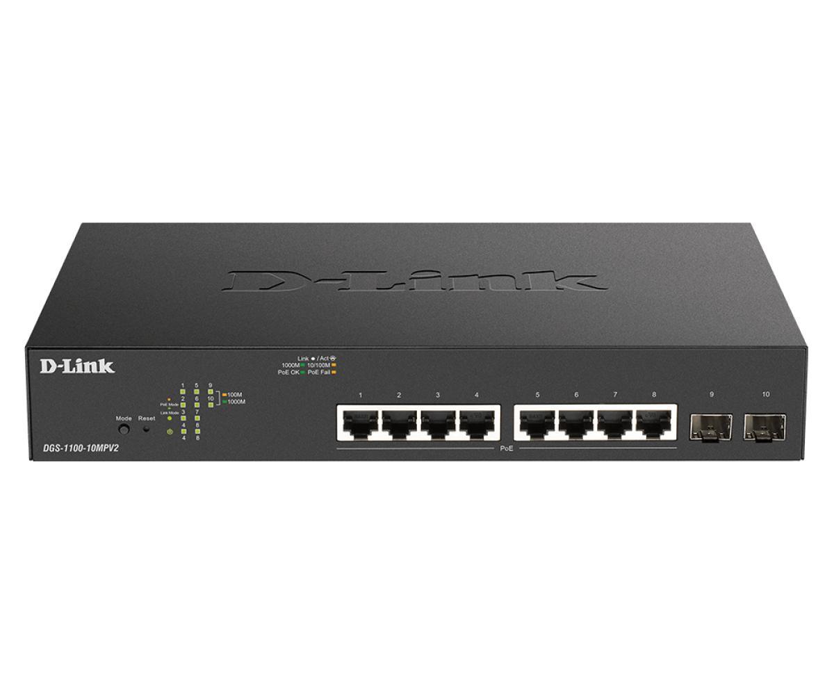 D-Link DGS-1100-10MPV2 Managed L2 Gigabit Ethernet (10/100/1000) Power over Ethernet (PoE) 1U Black | JAR Computers D-Link DGS-1100-10MPV2 Managed L2 Gigabit Ethernet (10/100/1000) Power over Ethernet (PoE) 1U Black
