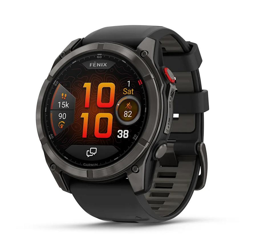 fēnix® 8 Pro – 51 мм, AMOLED - fēnix® 8 Pro – 51 мм, AMOLED, Sapphire - Carbon grey DLC titanium с Black/pebble grey силиконова каишка