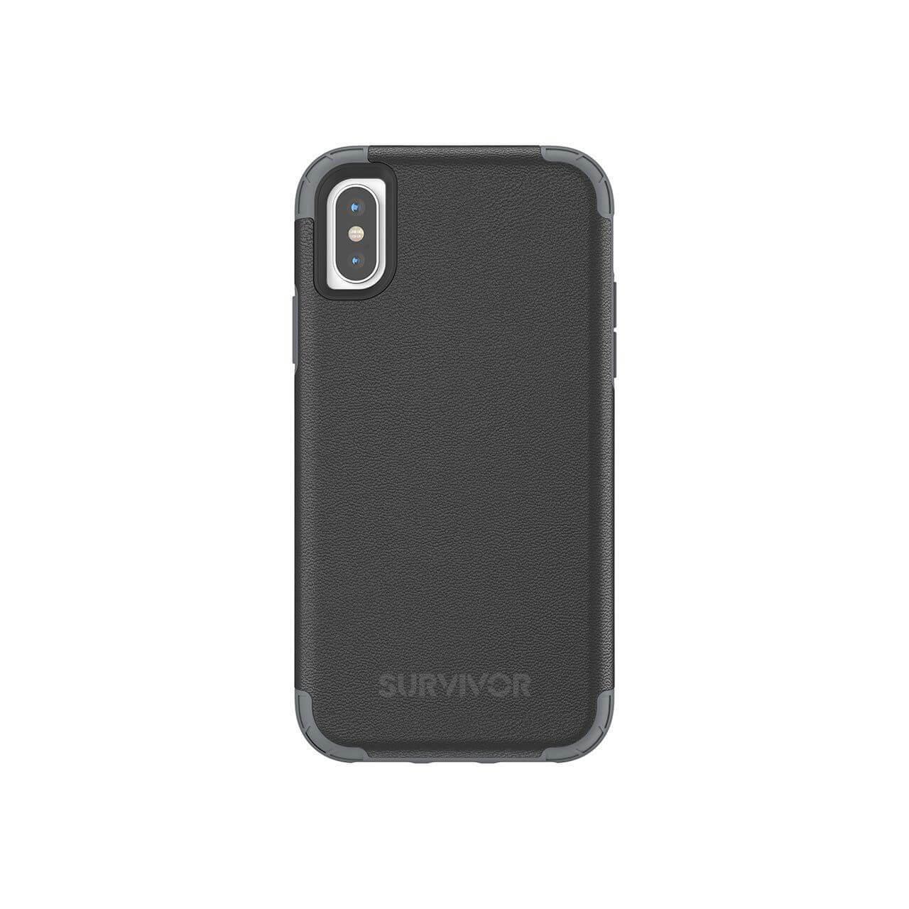Хибриден кожен кейс с висока защита за iPhone XS, iPhone X - Griffin Survivor Prime Leather (черен) | JAR Computers Хибриден кожен кейс с висока защита за iPhone XS, iPhone X - Griffin Survivor Prime Leather (черен)