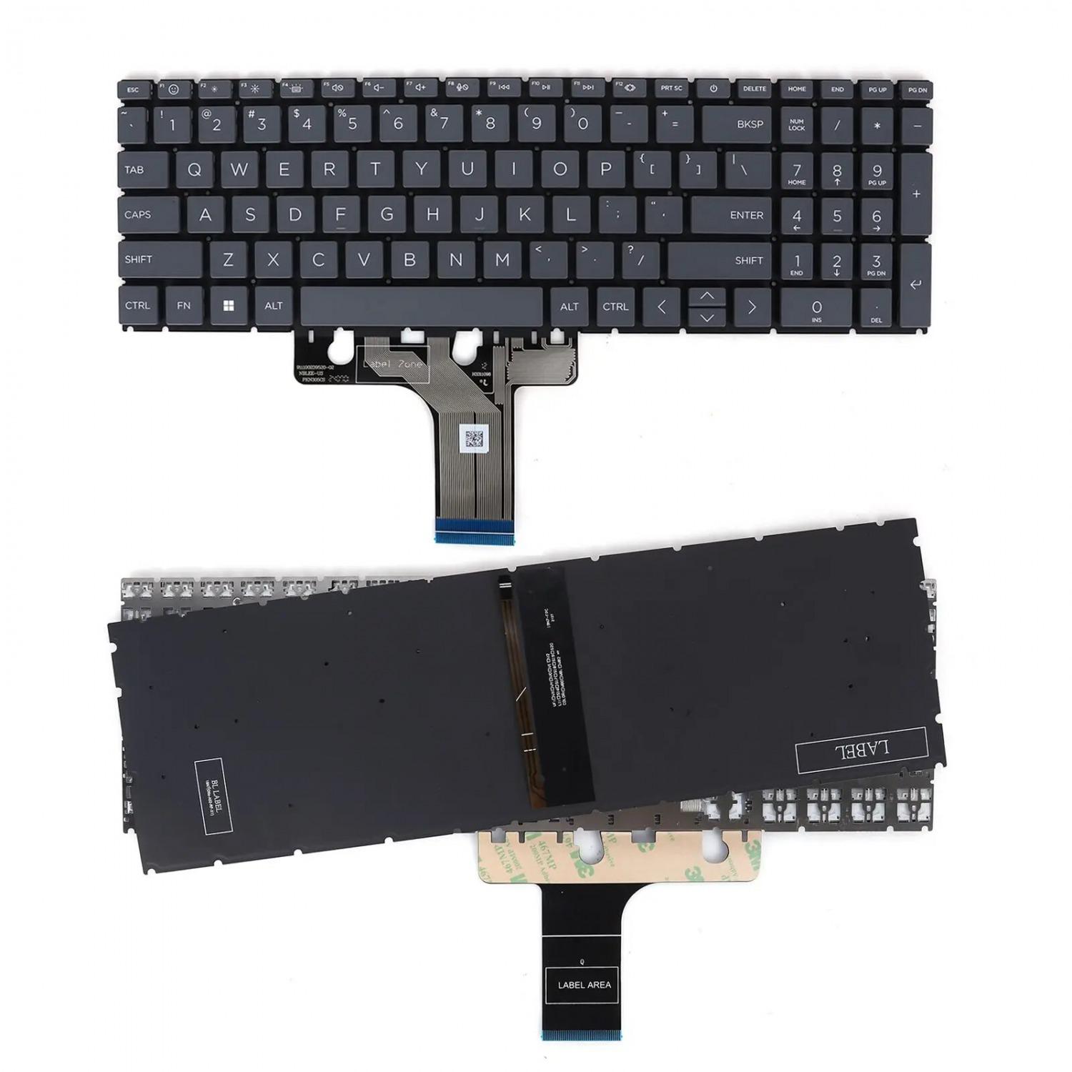 Клавиатура за лаптоп HP Pavilion 15-EG 15-EH Series Сива Без Рамка (Малък Ентър) с Подсветка Версия 1