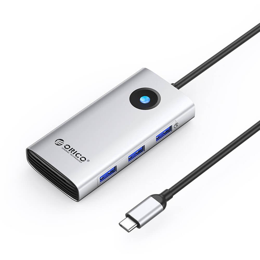 Orico 6-in-1 Multifunction Docking Station USB-C Hub (PW11-6P-SV-EP) - USB-C хъб за свързване на допълнителна периферия за компютри и лаптопи с USB-C порт (сребрист) | JAR Computers Orico 6-in-1 Multifunction Docking Station USB-C Hub (PW11-6P-SV-EP) - USB-C хъб за свързване на допълнителна периферия за компютри и лаптопи с USB-C порт (сребрист)
