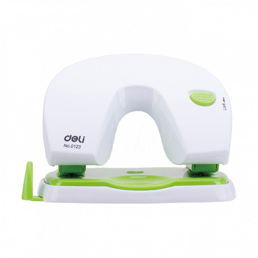 Перфоратор Deli Vivid, E0123, за 20 л.(80 г), с ограничител, пластмаса + метал, бял/зелен | JAR Computers Перфоратор Deli Vivid, E0123, за 20 л.(80 г), с ограничител, пластмаса + метал, бял/зелен