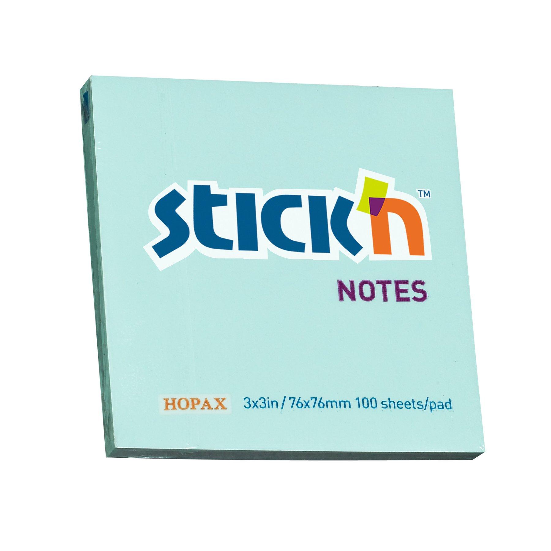 Stick'n Самозалепващи се листчета, 76 x 76 mm, пастелни, сини, 100 листа