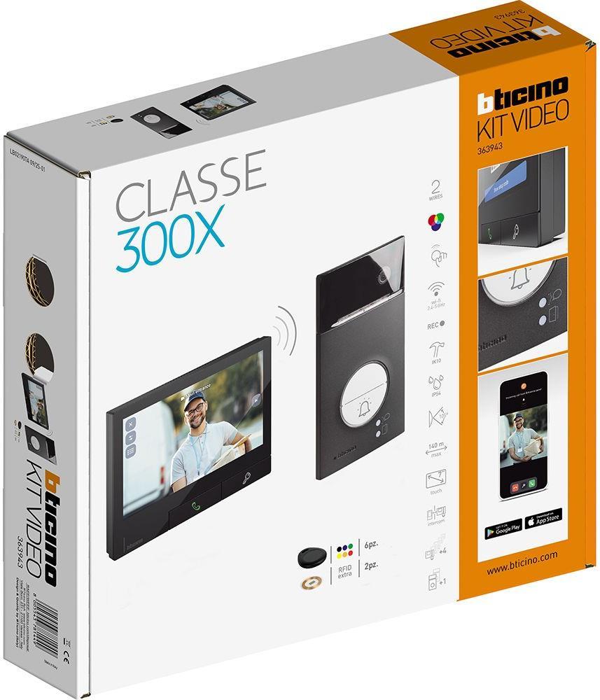 Видео-домофон комплект Classe 300X черен Wi-Fi дисплей и LINEA 3000 входен панел Bticino | JAR Computers Видео-домофон комплект Classe 300X черен Wi-Fi дисплей и LINEA 3000 входен панел Bticino